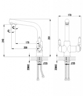 Смеситель д/кухни "VILLA" (4861B) бронза под фильтр LEMARK 