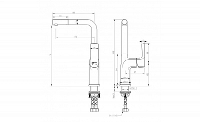 Смеситель д/кухни "URSUS" (7205BL) высокий излив черный LEMARK ВЫГОДА!!