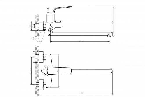Смеситель д/ванны "Sendai" (SEN-1015) длинный излив TOKITO