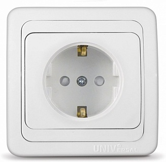 Розетка 1-м СП Валери 16А IP20 с заземл. бел. UNIVersal В0028 (75140)