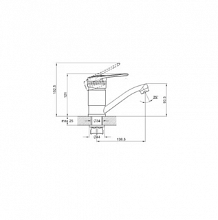 Смеситель д/кухни G-lauf (4G4-В018/B180/B181) ф 40 лат. с гайкой короткий излив