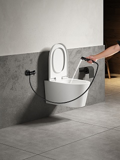 Смеситель с гигиеническим душем встраиваемый "SOLO" (LM7166BL) черный  LEMARK 