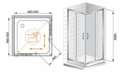 ДУШЕВОЕ ОГРАЖДЕНИЕ CEZARES PORTA A-2 100-P-Cr