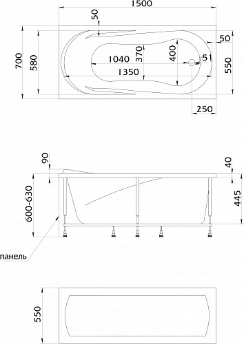Ванна 1Marka MEDEA 150x70