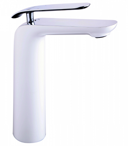 Смеситель д/умывальника "MELANGE" (4909CW) высокий хром/белый LEMARK 