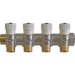 Коллектор распределительный 1", 4 отвода 1/2" плоское уплотнение 	SMB 6852 011204 STOUT