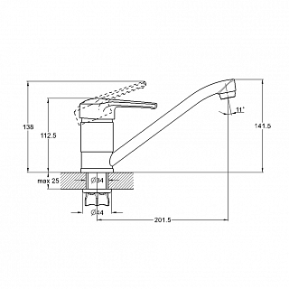 Смеситель д/кухни G-lauf (4G4-А018/А-180/A-181) ф 40 лат. с гайкой излив 24 см
