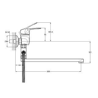 Смеситель д/ванны G-lauf (KLO6-A149/А048) ф40 