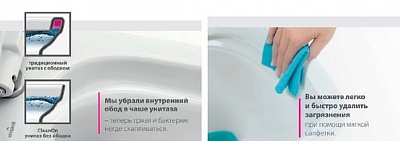 Унитаз подвесной  "CITY Clean On DPL EO slim" безободковый, м/л, тонкое сидение (CERSANIT) 
