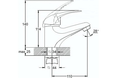 Смеситель д/раковины G-lauf (KLO1-A048) ф40 гайка