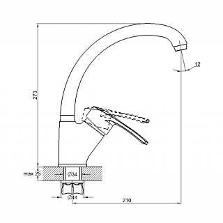 Смеситель д/кухни G-lauf (9G4-A181KH/9G-9181-КН) ф40 лат. бок.с гайкой сатин