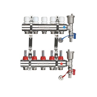 Коллектор с расходомерами 9-вых Латунь  БЕЗ кранов  Vieir (VR112-09А) (5)