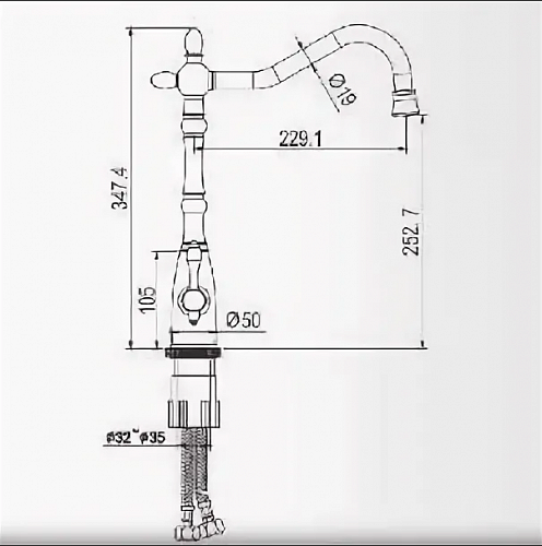 Смеситель д/кухни ROSE под фильтр бронза R158Q