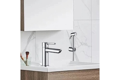 Смеситель д/раковины с гиг.душем SHEVANIK хром S6071