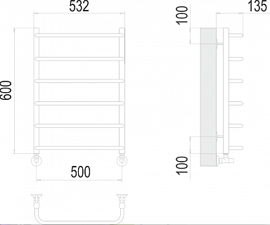 Полотенцесушитель 500х600 П6 "Стандарт" TERMINUS 