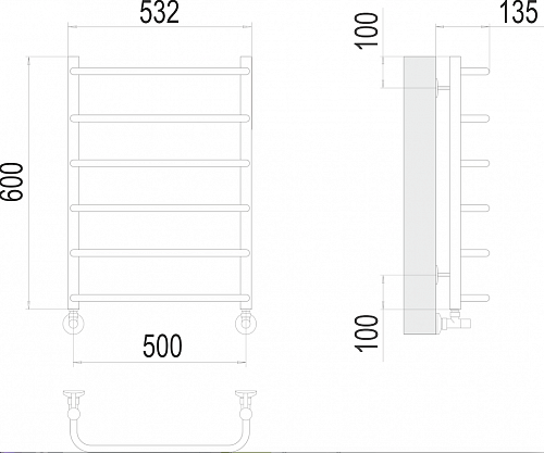 Полотенцесушитель 500х600 П6 "Стандарт" TERMINUS 