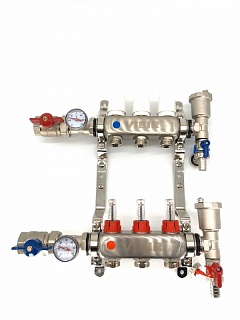 Коллектор с расходомерами 3-вых нерж. с кранами  Vieir  (VR113-03) (5)