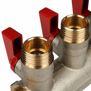 Коллектор с шар. краном красный 1"х1/2х3  (SMB 6200 011203) STOUT