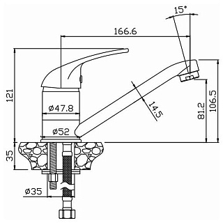 Смеситель д/кухни VECTOR  картридж d40 4002 ARGO 38005  