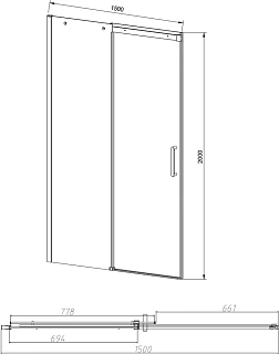 Дверь для душа VINCEA Dice VDS-4D150CL, 1500, хром, стекло прозрачное
