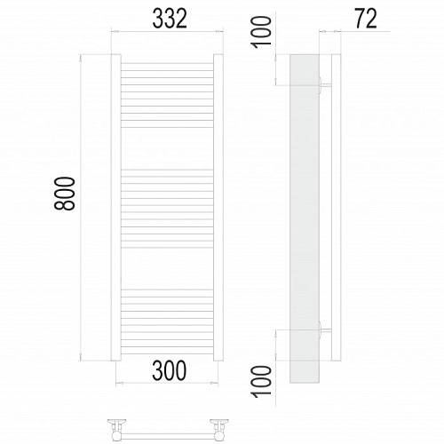 Полотенцесушитель 300х800 П16 "Аврора" (5+6+5)  TERMINUS