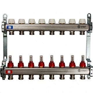 Коллектор 8-вых. нерж.ст. с расходомер. (SMS 0917 000008) STOUT