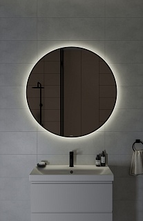 Зеркало 100 "ECLIPSE SMART-100" в черной раме круглое Cersanit 64149