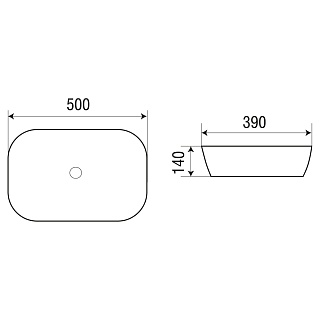 Умывальник WW ELBACH 2195 MB 500х390х140 матовый черный