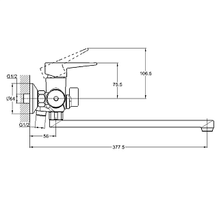 Смеситель д/ванны G-lauf (NUD7-A146/A045) ф35 длинный излив  (10)