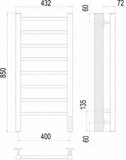 Полотенцесушитель "Аврора" 400х850 П8 электро TERMINUS 