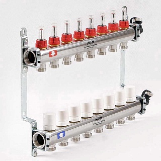 Коллектор нерж. с расходомерами 1"х3/4" на  8 выходов (450I4308(R)) Uni-Fitt 