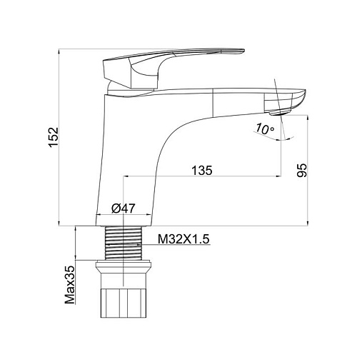 Смеситель д/умывальника "KOMAKI" (KOM-1011) TOKITO
