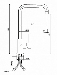 Смеситель для кухни, Kitchen Line, IDDIS, K05STL0i05
