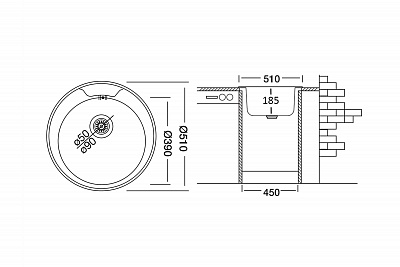 Мойка нерж врезная  UKINOX 510 (0,8х180) "Фаворит" полированная  FAP510-GT8K 0C (Турция)
