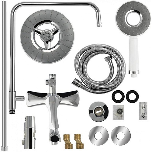 BRIMIX Душ.система хром с полочкой и крючками (3084)