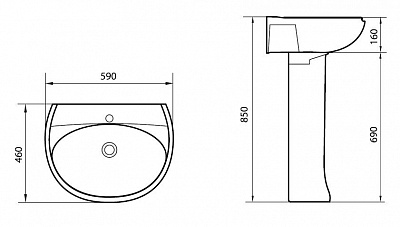 Умывальник с пьед."Виктория"(Самара) 60см 3-ей величины (с пьедесталом Виктория/Аттика) АКЦИЯ!!