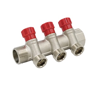 Коллектор 1" x 3/4" ЕК 3 выхода с регулирующими вентилями  VIEIR VR903  (16/4)