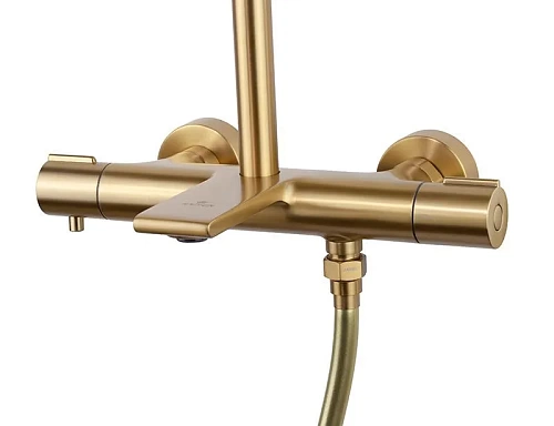 Душ. система KAISER Serio с термостатом, шлифованное золото (05382-3)