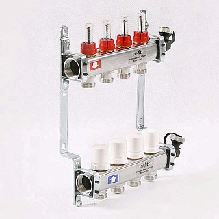 Коллектор нерж. с расходомерами 1"х3/4" на  4 выхода (450I4304(R) Uni-Fitt 