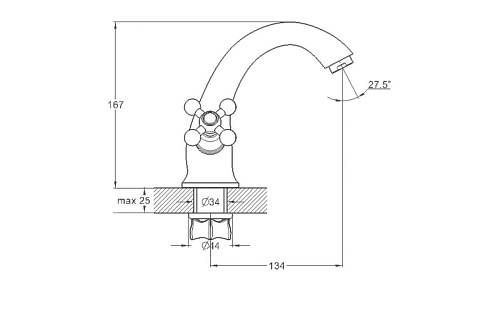 Смеситель д/раковины G-lauf (QML1-A827) двуручковый, гайка