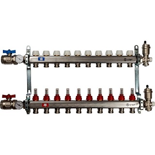 Коллектор 10-вых. нерж.ст. с расходомер. (SMS 0907 000010) STOUT