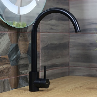 Смес. д/кухни  MELANA TONDOчерный нерж.  (F610103B)