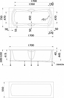 Ванна 1Marka AGORA 170x75