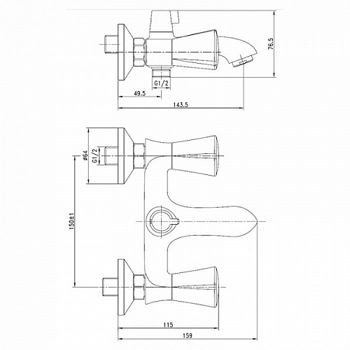 Смеситель для ванны с керамическим дивертором Bounce, IDDIS, BOUSB02i02WA