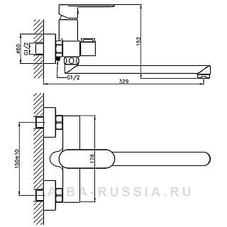 Смеситель д/ванны Haiba HB22590-7 черный