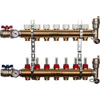 Коллектор 7-вых. латун. с расходомер. (SMB 0473 000007) STOUT 