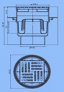 Трап верт Ду-110 с рег.нерж.решеткой 15*15  АниПласт TА1712 (6)