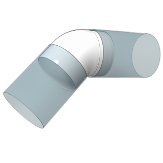 Колено круглое 12,5ККП 45гр.,D125 (пластик) (24)