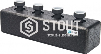 Коллектор Ду25 распределительный на 2 контура в т/и   (SDG-0016-004002) STOUT