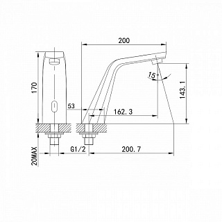 Смеситель для умывальника, сенсорный, 020, IDDIS, 020SBSNi86